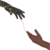 Sam and Bucky's hands stretched towards one another with a thin red string connecting them.